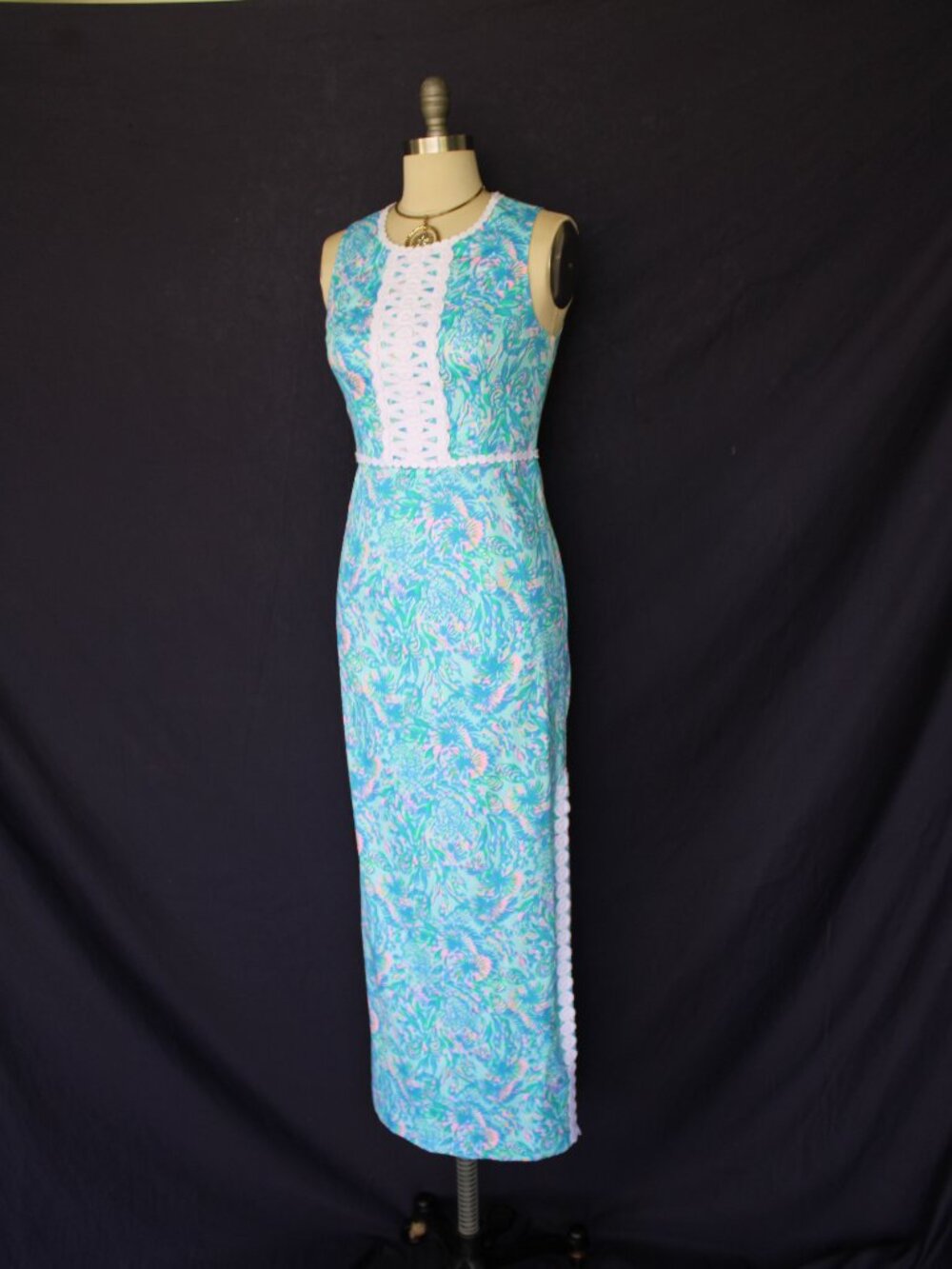 Lilly Pulitzer Ashler Stretch lace Maxi Shift Dress in Coral of the Story NWT 2 - Picture 8 of 13